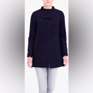 J. Crew Classic Navy Wool-blend Bow-front coat